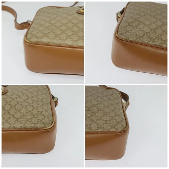 CELINE Macadam Canvas Shoulder Bag Beige Gold Auth - Picture 16 of 16